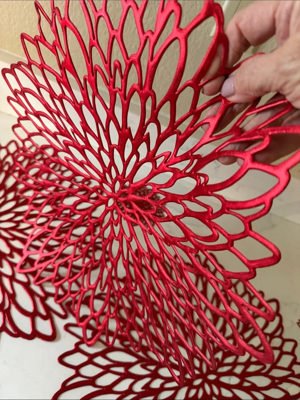 Red Cutout Placemats Set of 8 with 6 Coasters